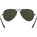Aviator Classic RB3025, Black/Green Glass Lenses 58 Eye Size
