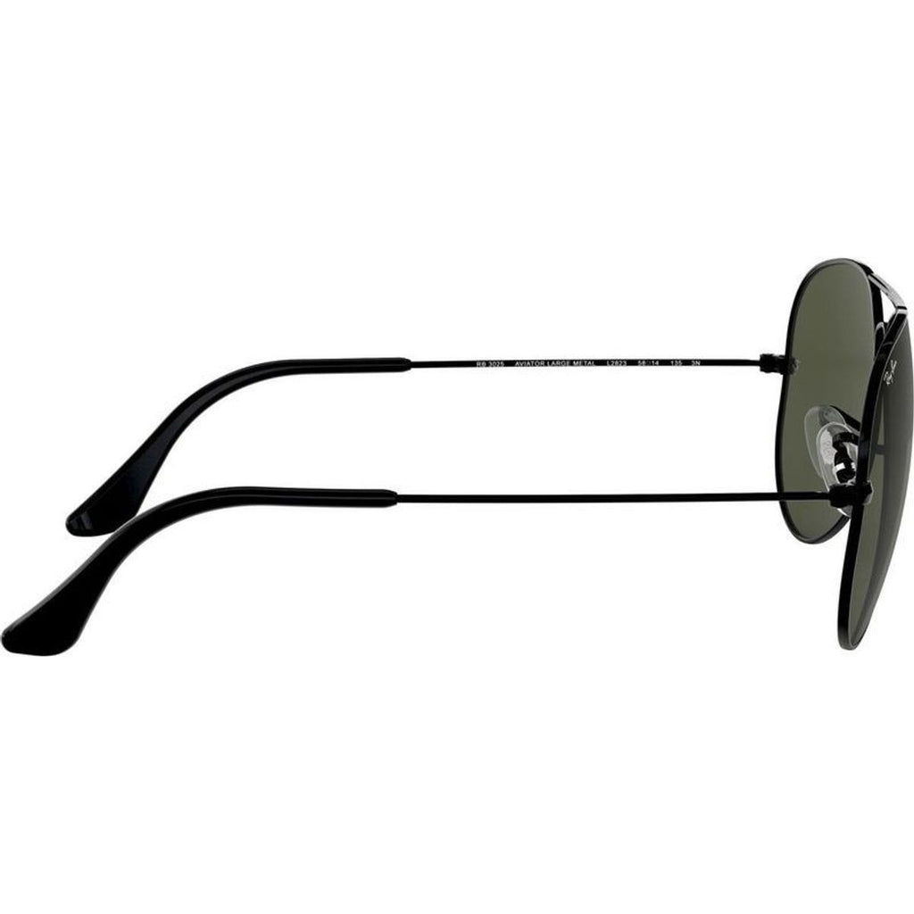 Aviator Classic RB3025, Black/Green Glass Lenses 58 Eye Size
