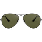 Aviator Classic RB3025, Gunmetal/Green Glass Polarised Lenses 58 Eye Size
