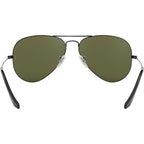 Aviator Classic RB3025, Gunmetal/Green Glass Polarised Lenses 58 Eye Size