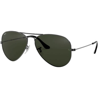 Aviator Classic RB3025, Gunmetal/Green Glass Lenses 58 Eye Size