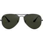 Aviator Classic RB3025, Gunmetal/Green Glass Lenses 58 Eye Size