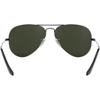 Aviator Classic RB3025, Gunmetal/Green Glass Lenses 58 Eye Size