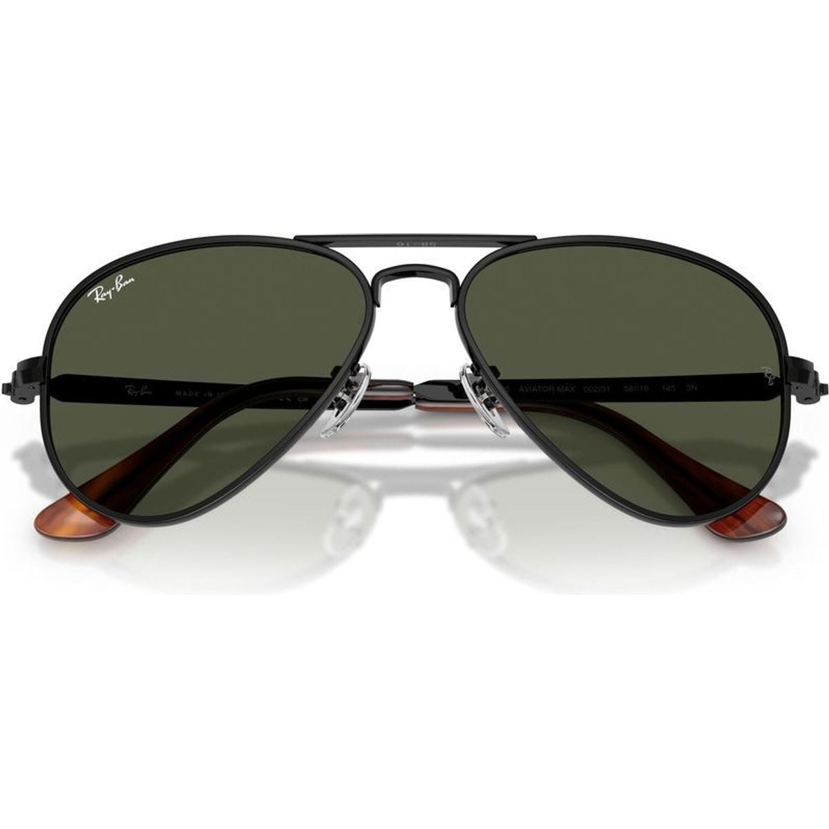 Aviator Max RB3925, Black/Green Glass Lenses 62 Eye Size
