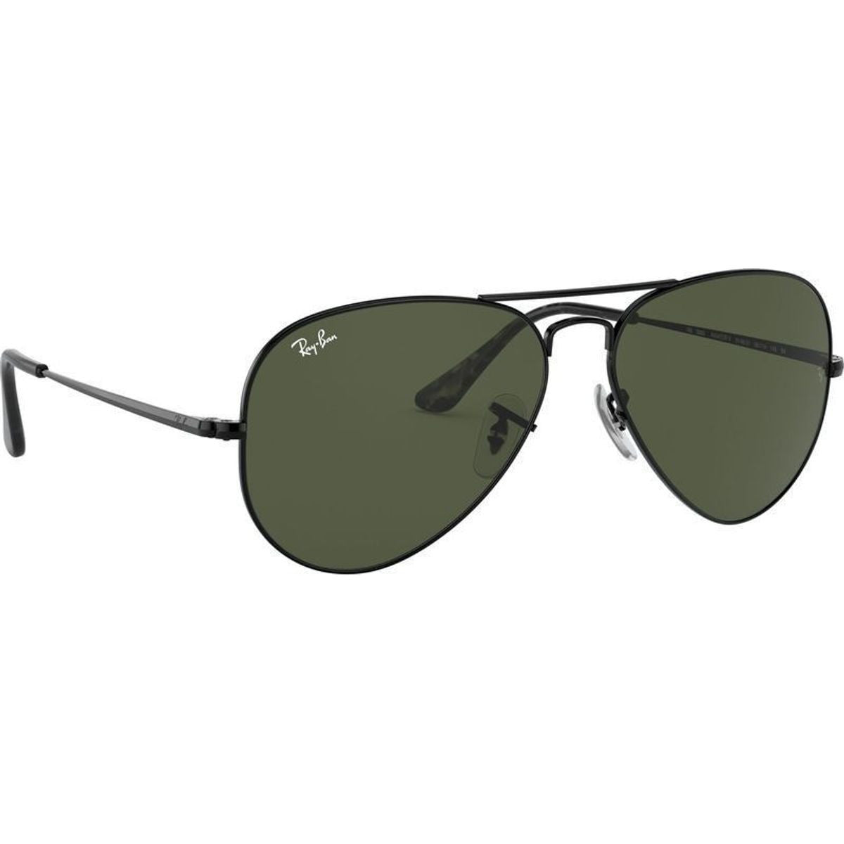 Aviator Metal II RB3689, Black/Green Glass Lenses 58 Eye Size