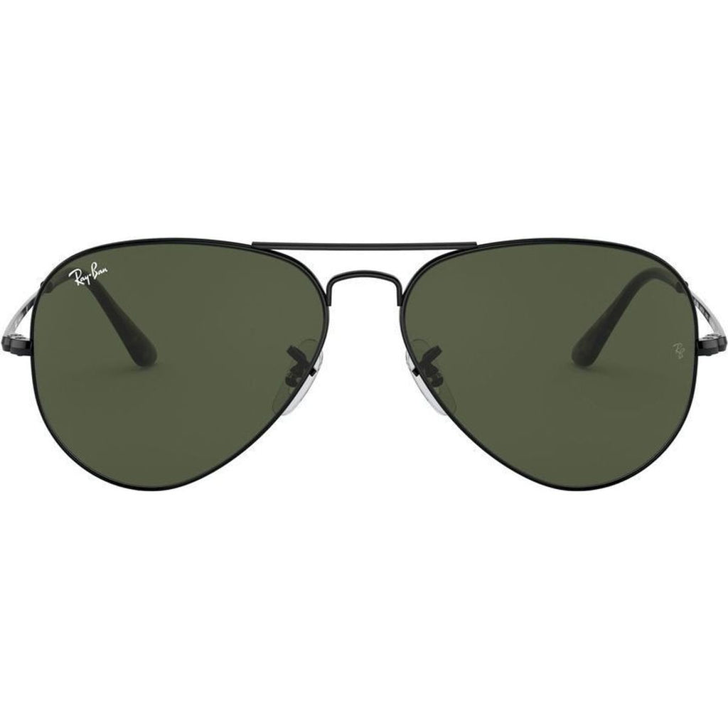 Aviator Metal II RB3689, Black/Green Glass Lenses 58 Eye Size