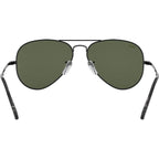 Aviator Metal II RB3689, Black/Green Glass Lenses 58 Eye Size