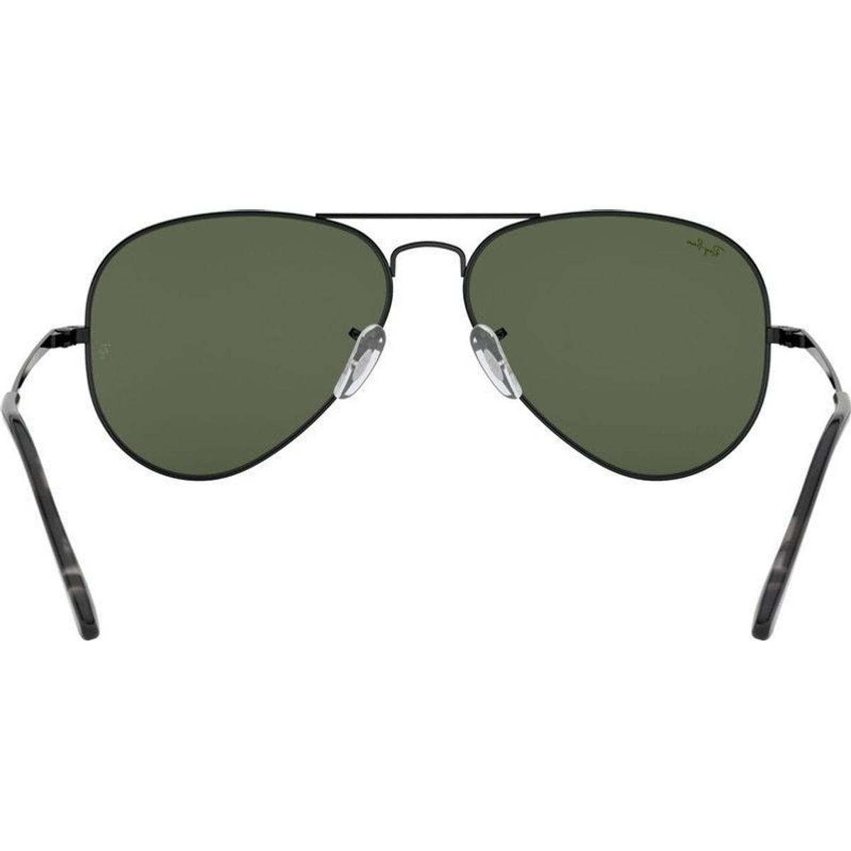 Aviator Metal II RB3689, Black/Green Glass Lenses 58 Eye Size