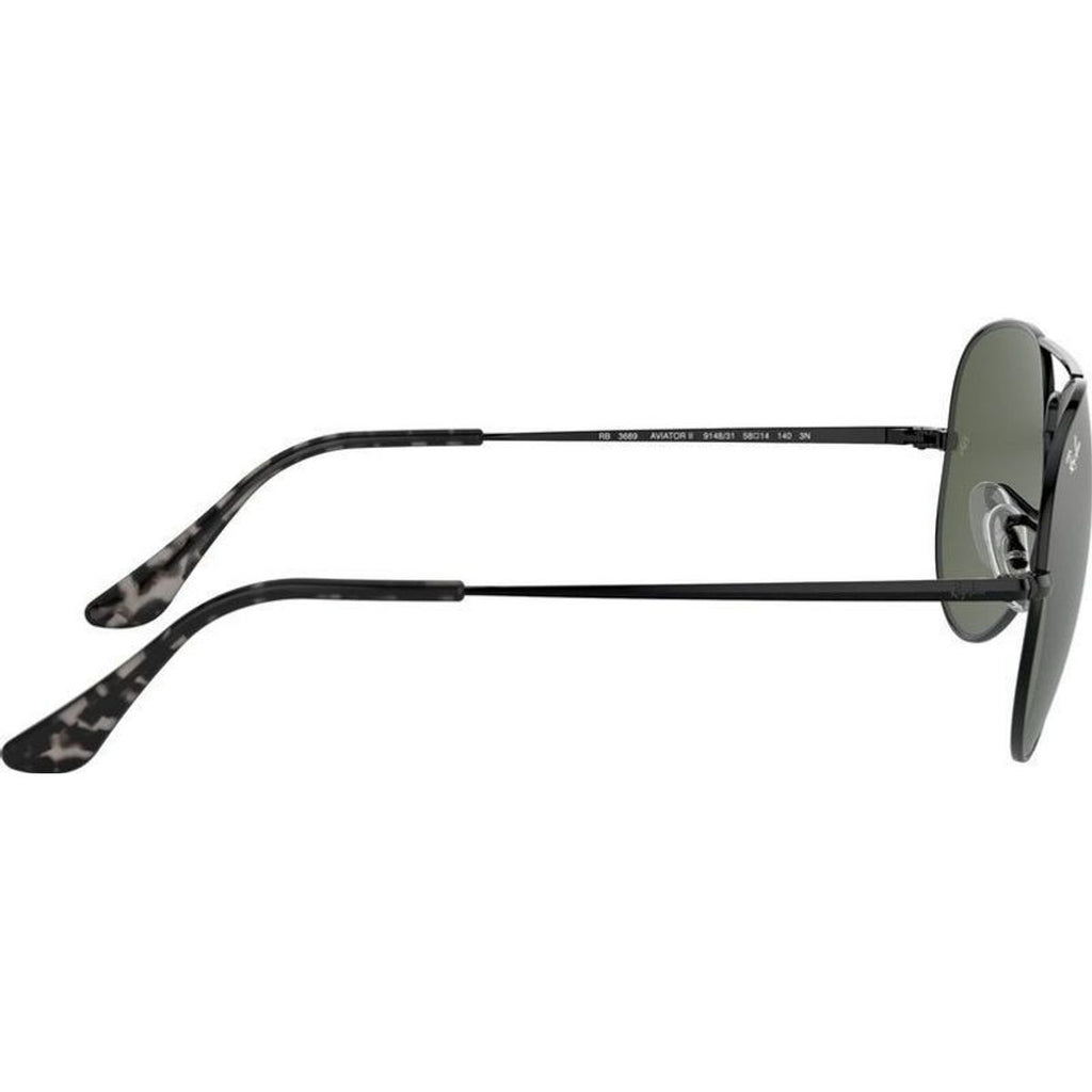 Aviator Metal II RB3689, Black/Green Glass Lenses 58 Eye Size