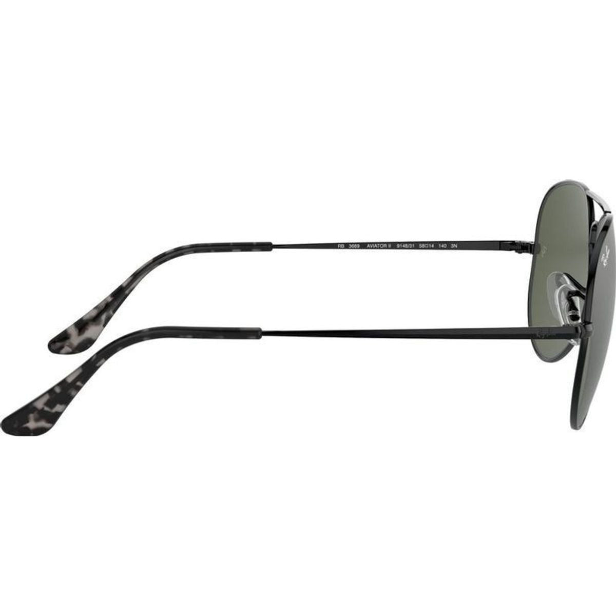 Aviator Metal II RB3689, Black/Green Glass Lenses 58 Eye Size
