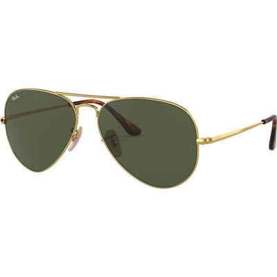 Aviator Metal II RB3689, Gold/Green Glass Lenses 58 Eye Size