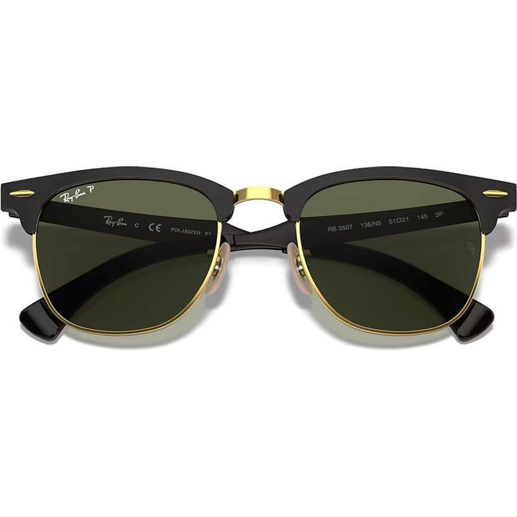 Clubmaster Aluminium RB3507, Black Arista/Green Polarised Glass Lenses
