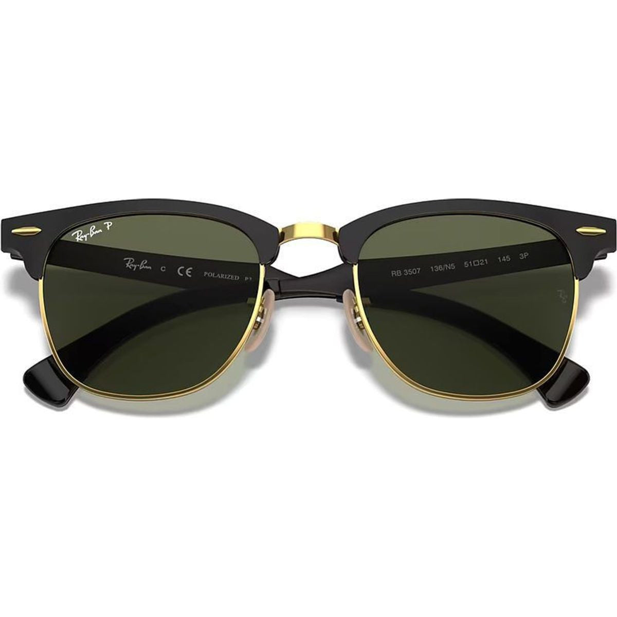 Clubmaster Aluminium RB3507, Black Arista/Green Polarised Glass Lenses