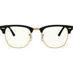 Clubmaster Classic RB3016, Black/Clear Blue Light Lenses 51 Eye Size