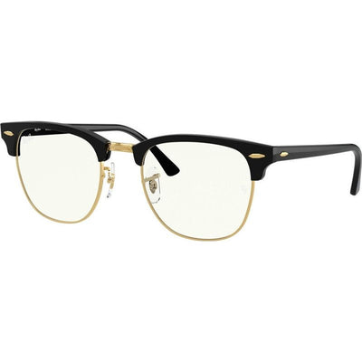 Clubmaster Classic RB3016, Black/Clear Blue Light Lenses 51 Eye Size