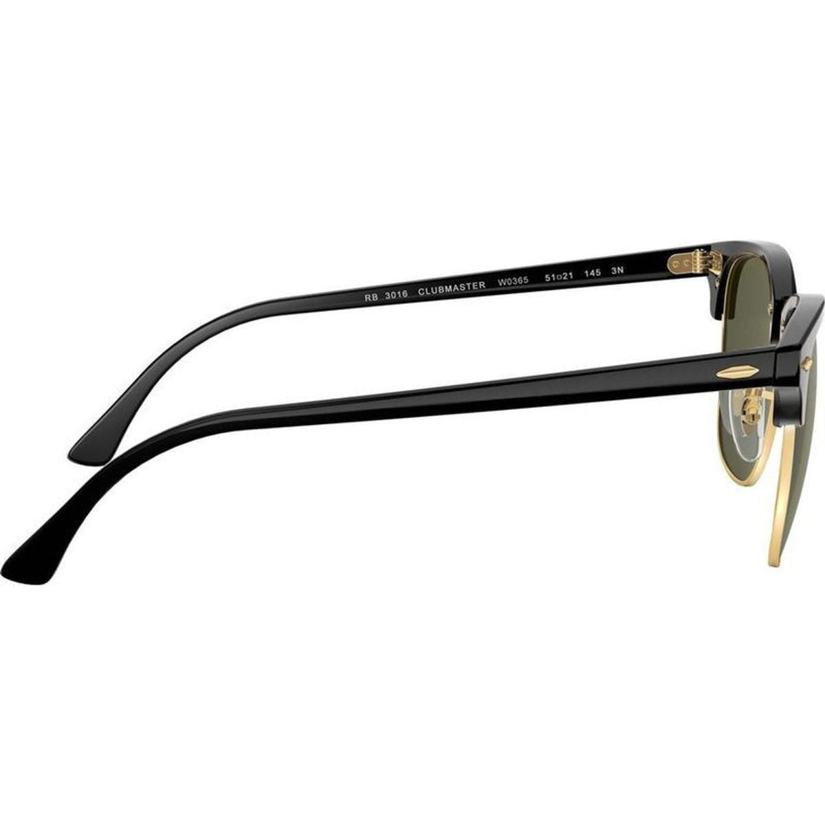 Clubmaster Classic RB3016, Black/Green Glass Lenses 51 Eye Size