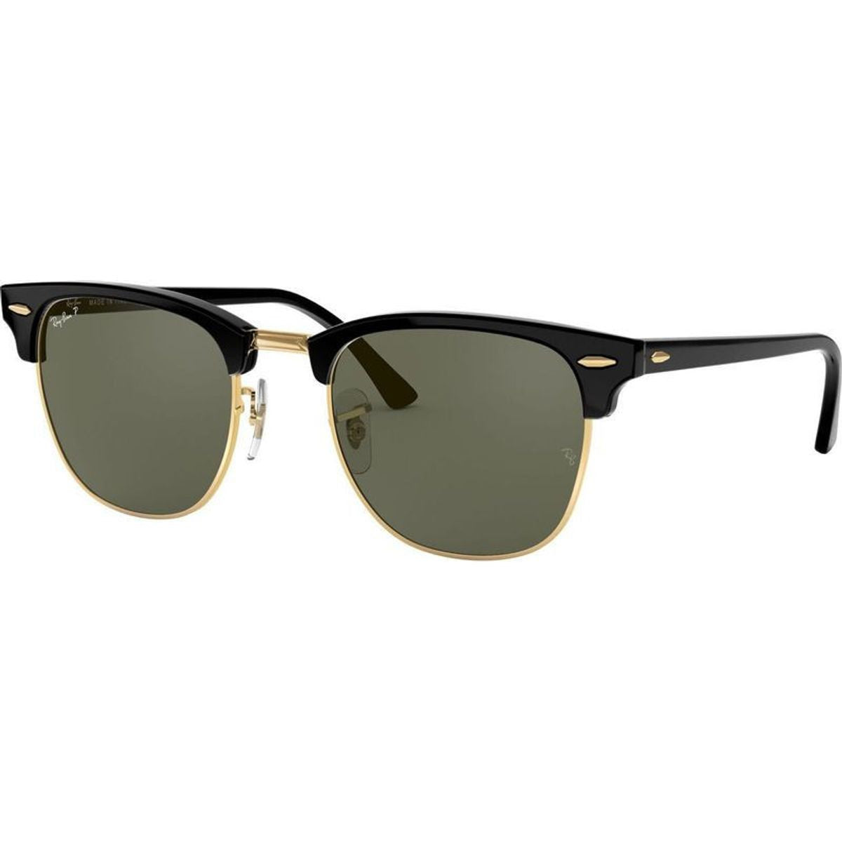Clubmaster Classic RB3016, Black/Green Glass Polarised Lenses 49 Eye Size