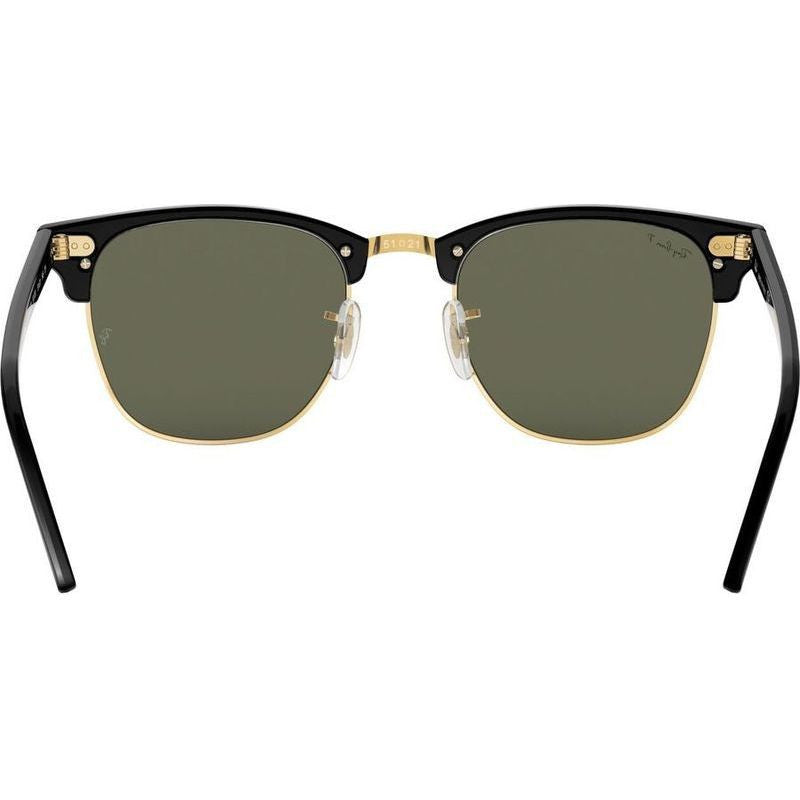 Clubmaster Classic RB3016, Black/Green Polarised Glass Lenses 55 Eye Size