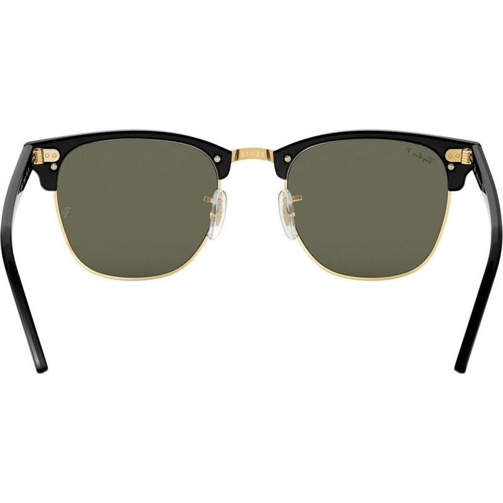 Clubmaster Classic RB3016, Black/Green Glass Polarised Lenses 49 Eye Size