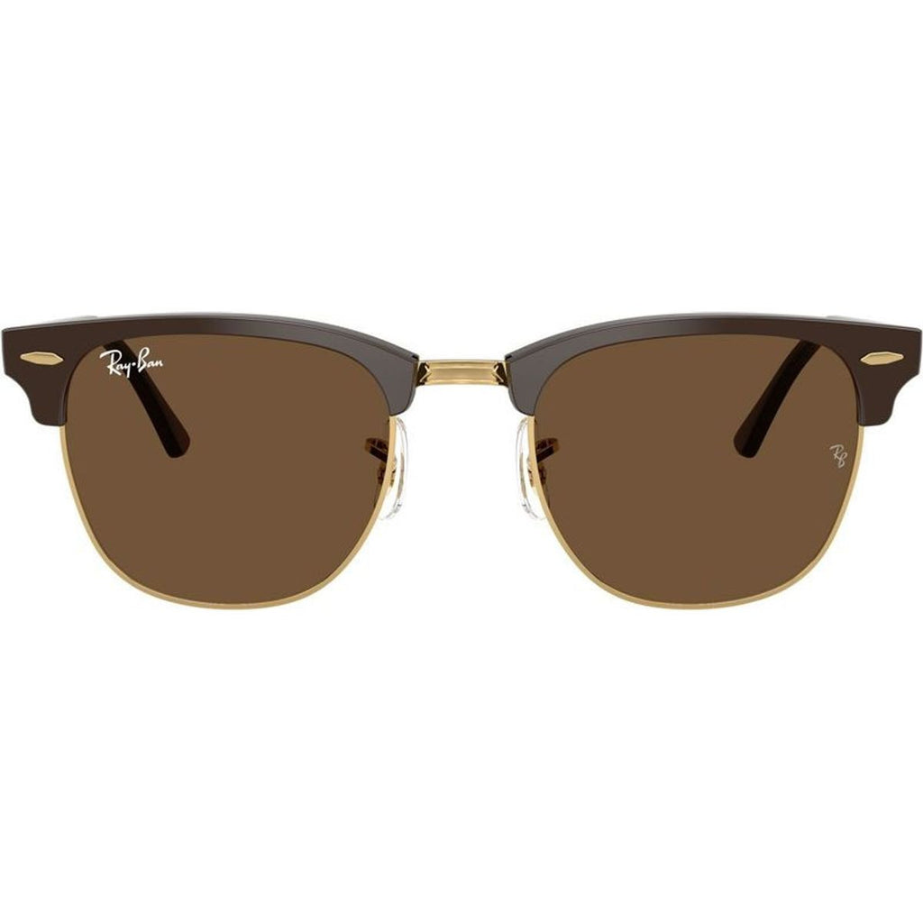 Clubmaster Classic RB3016, Brown on Gold/Dark Brown Glass Lenses 51 Eye Size