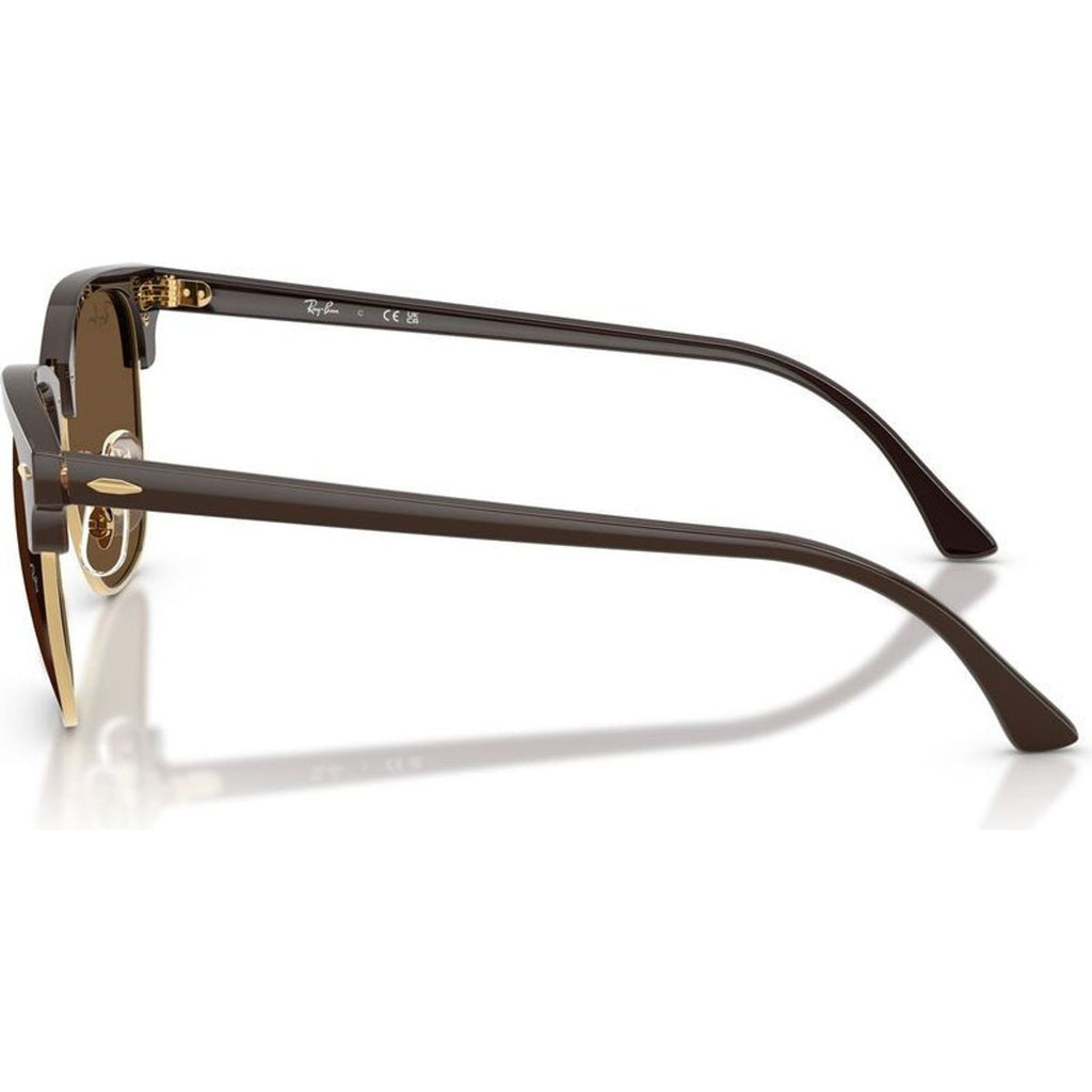 Clubmaster Classic RB3016, Brown on Gold/Dark Brown Glass Lenses 51 Eye Size