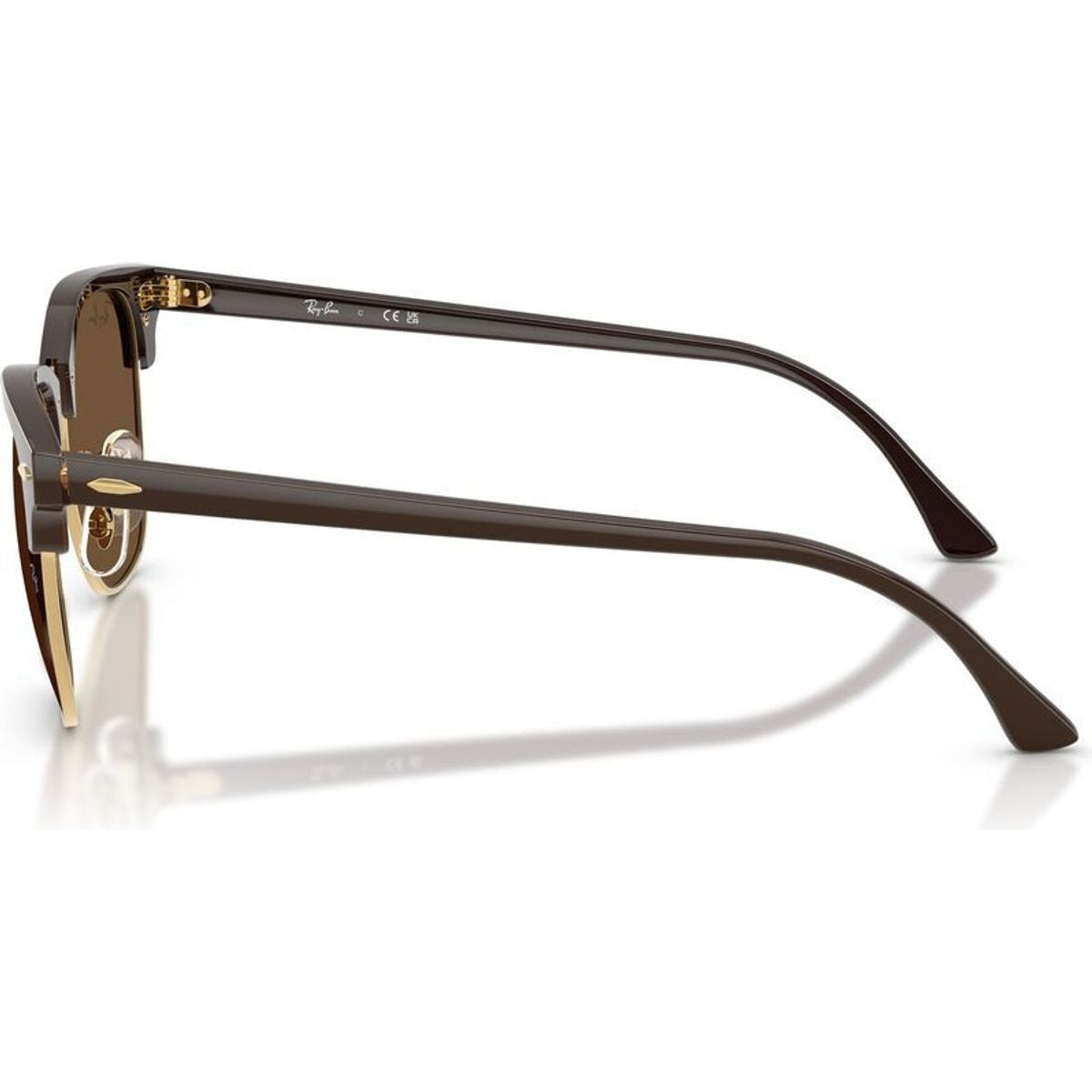 Clubmaster Classic RB3016, Brown on Gold/Dark Brown Glass Lenses 51 Eye Size