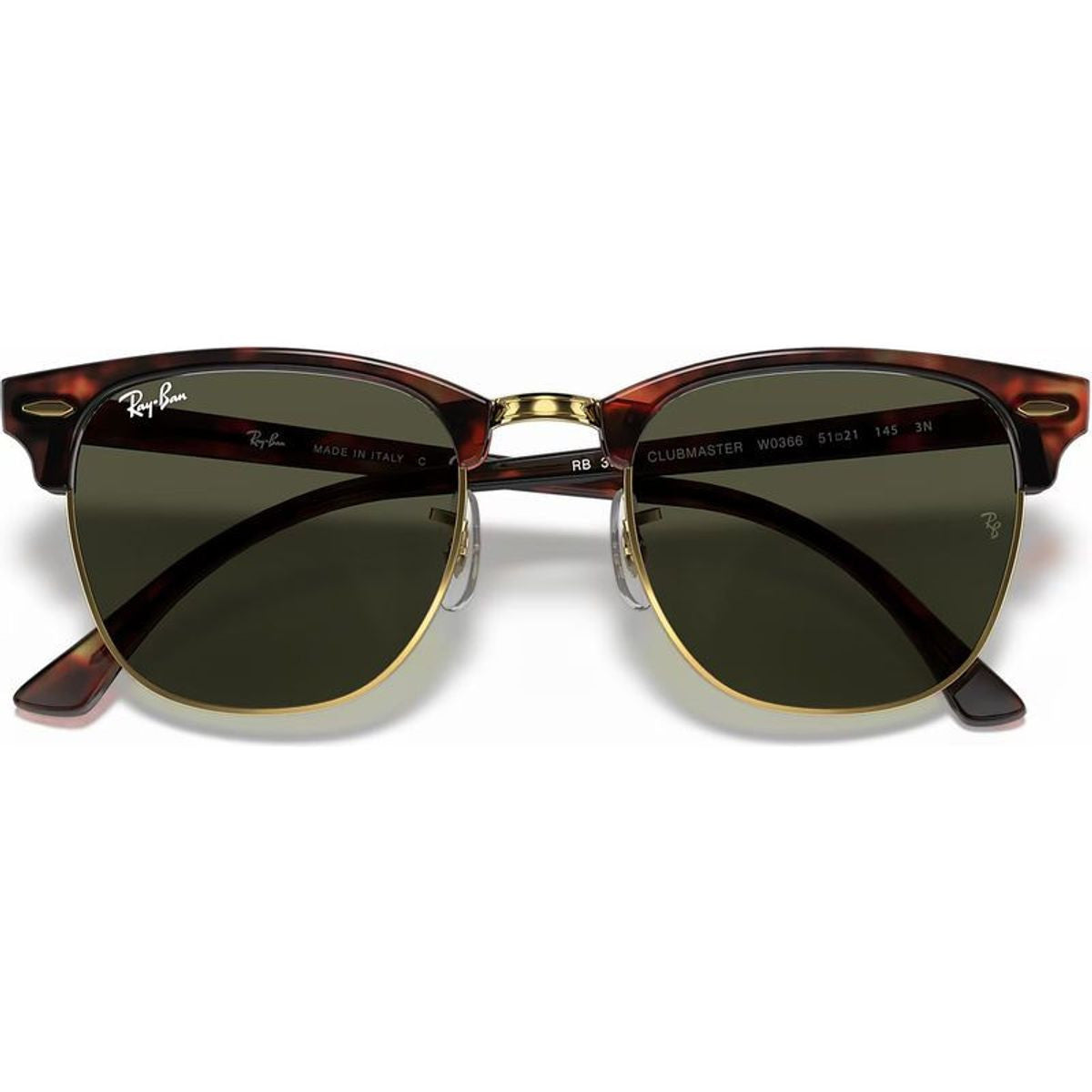 Clubmaster Classic RB3016, Mock Tort Arista/Green Glass Lenses 51 Eye Size