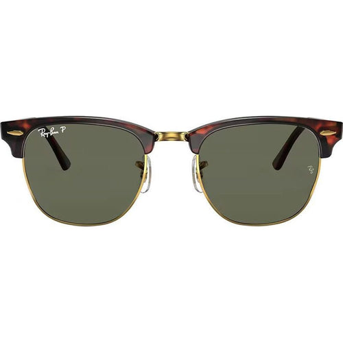 Clubmaster Classic RB3016, Red Havana/Green Glass Polarised Lenses 55 Eye Size