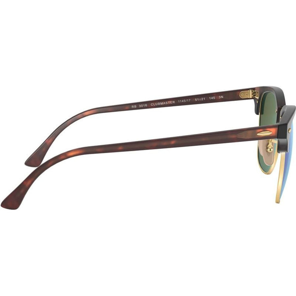 Clubmaster Classic RB3016, Sand Havana Gold/Blue Mirror Glass Lenses 51 Eye Size