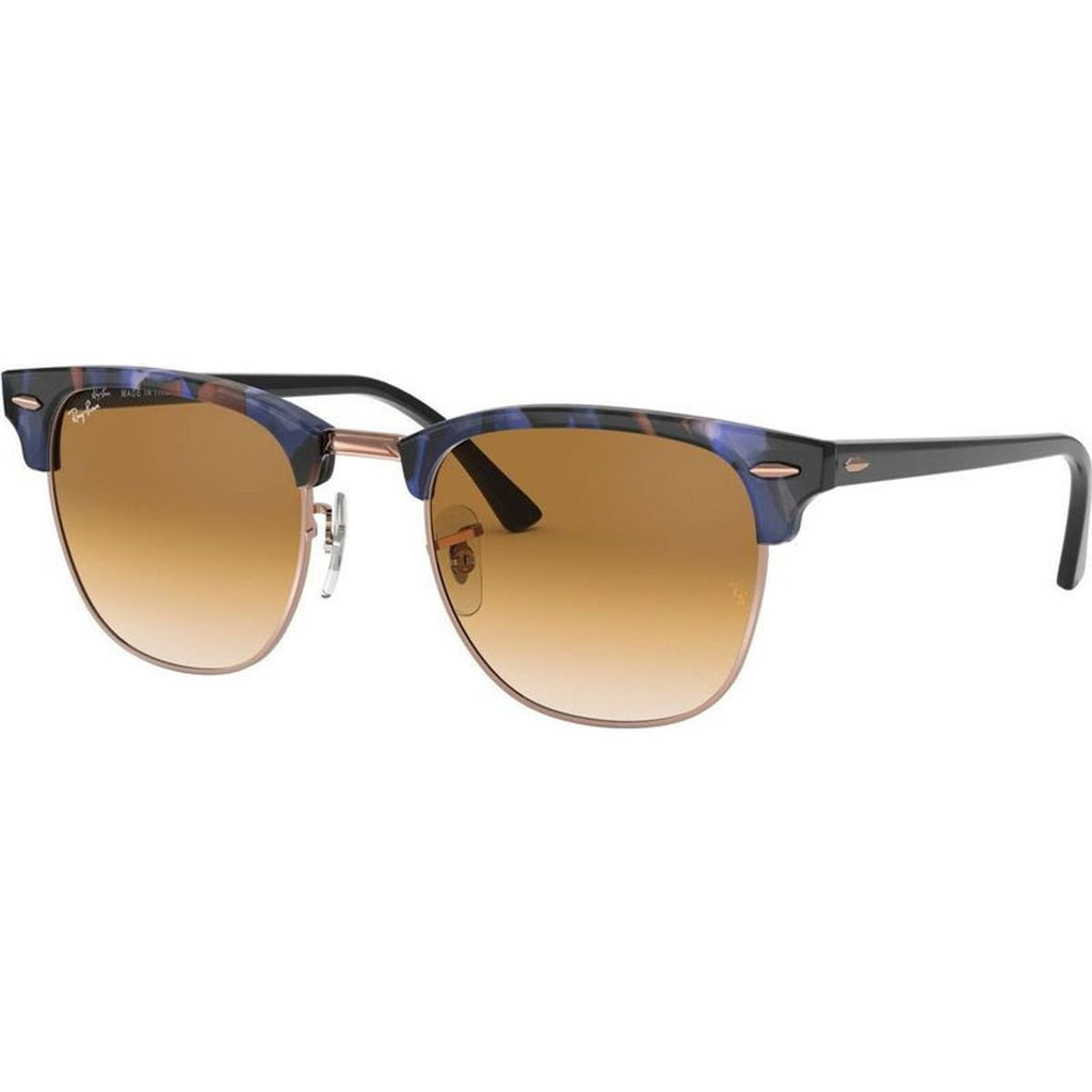 Clubmaster Classic RB3016, Spotted Brown and Blue/Clear Brown Gradient Glass Lenses 51 Eye Size
