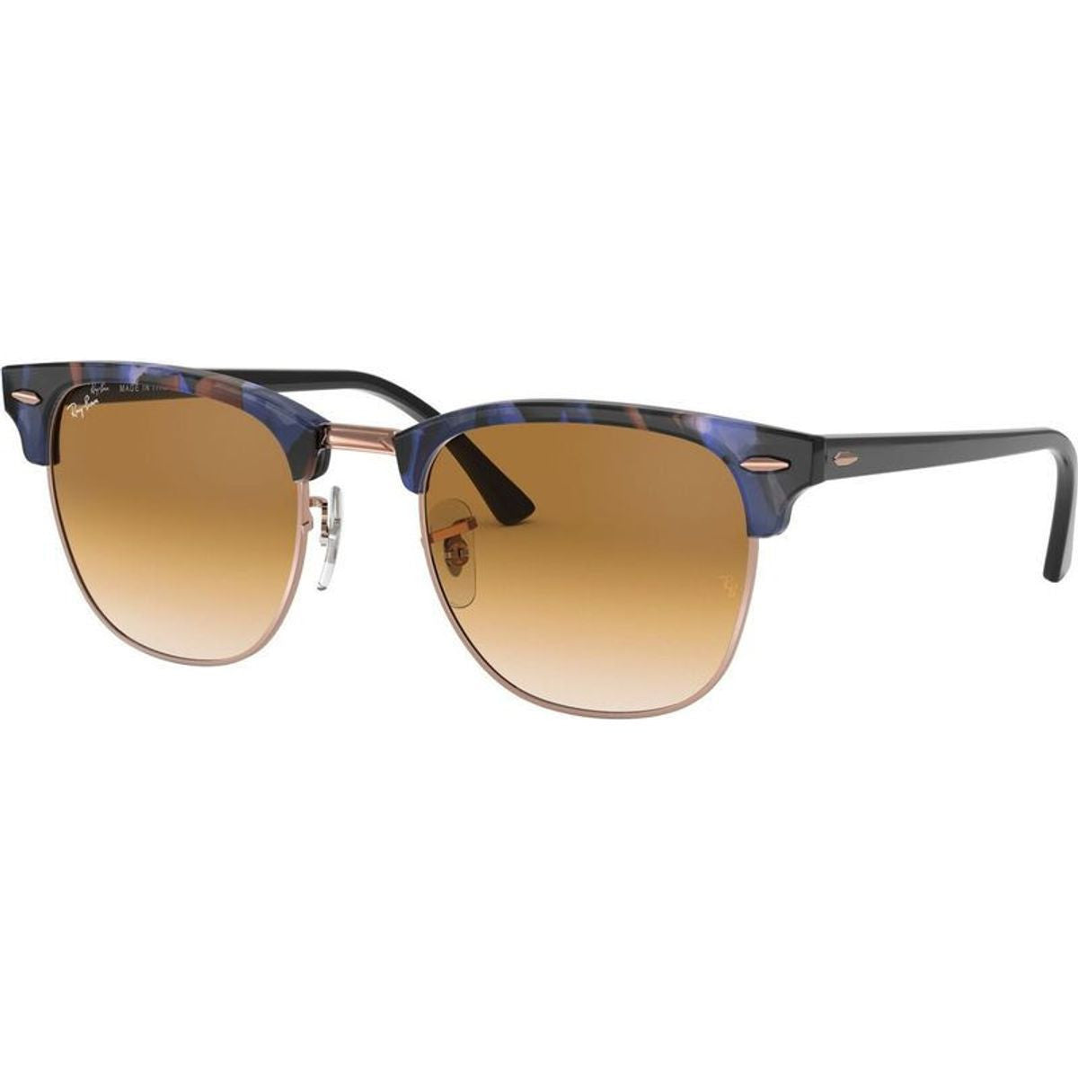 Clubmaster Classic RB3016, Spotted Brown and Blue/Clear Brown Gradient Glass Lenses 51 Eye Size