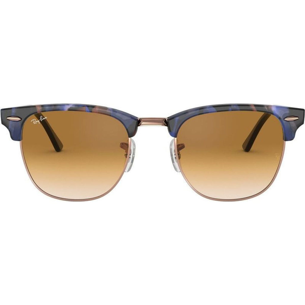 Clubmaster Classic RB3016, Spotted Brown and Blue/Clear Brown Gradient Glass Lenses 51 Eye Size