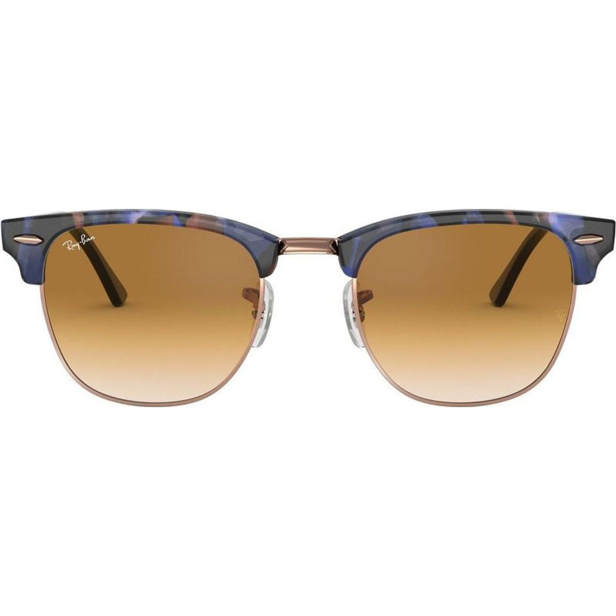 Clubmaster Classic RB3016, Spotted Brown and Blue/Clear Brown Gradient Glass Lenses 51 Eye Size
