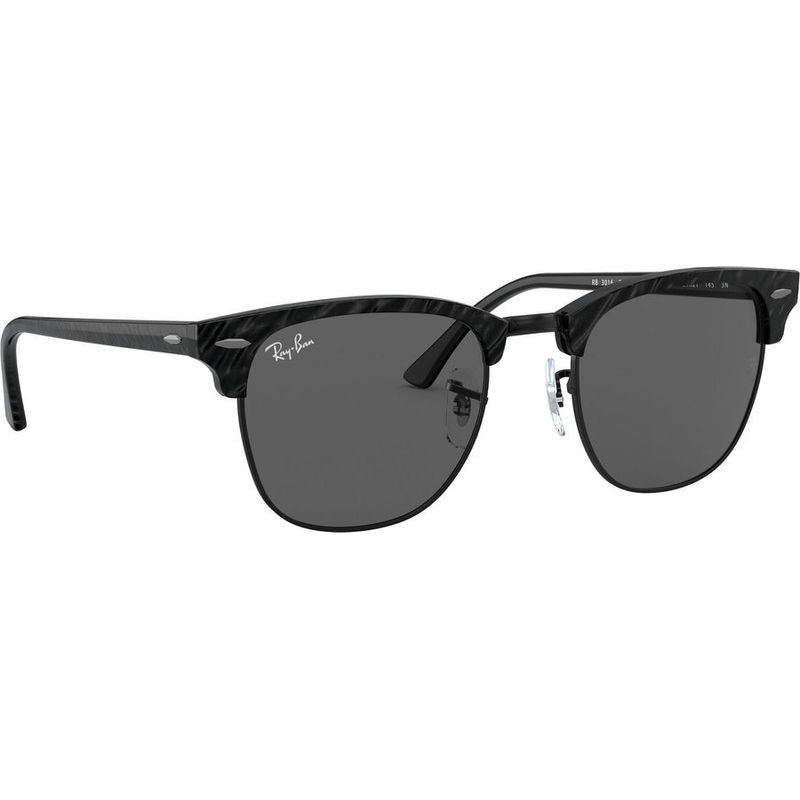 Clubmaster Classic RB3016, Top Wrinkled Black on Black/Dark Grey Glass Lenses 51 Eye Size