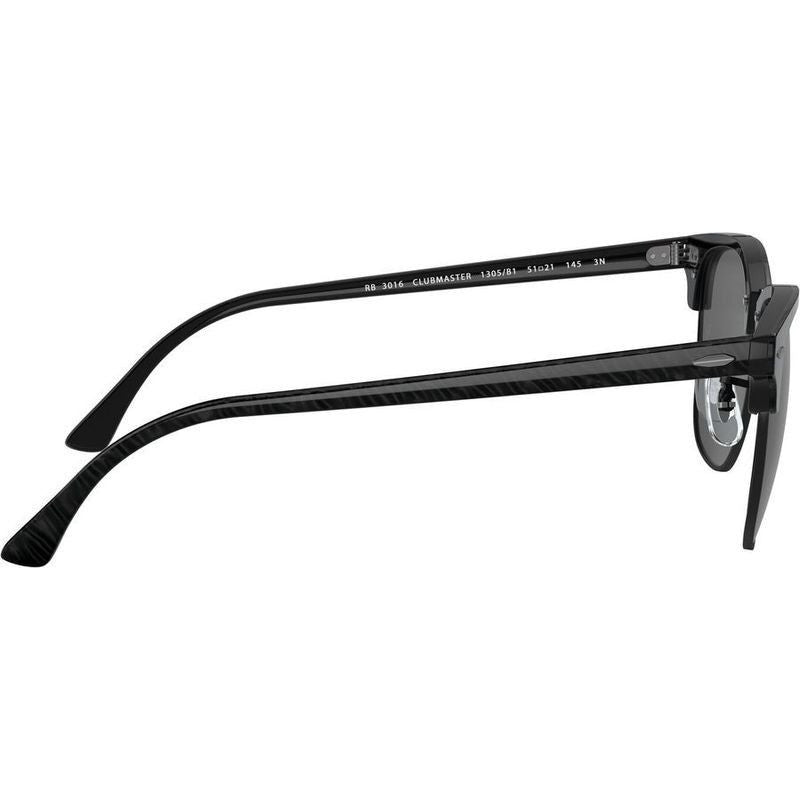 Clubmaster Classic RB3016, Top Wrinkled Black on Black/Dark Grey Glass Lenses 51 Eye Size