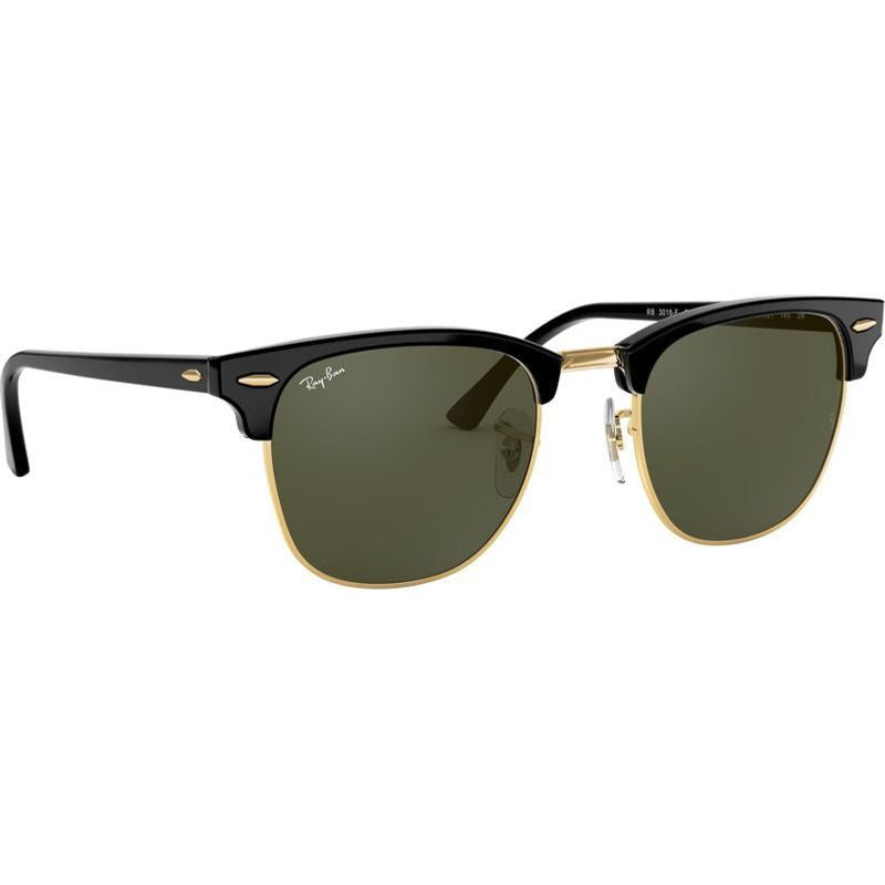 Clubmaster Classic RB3016F, Black on Arista/Green Glass Lenses