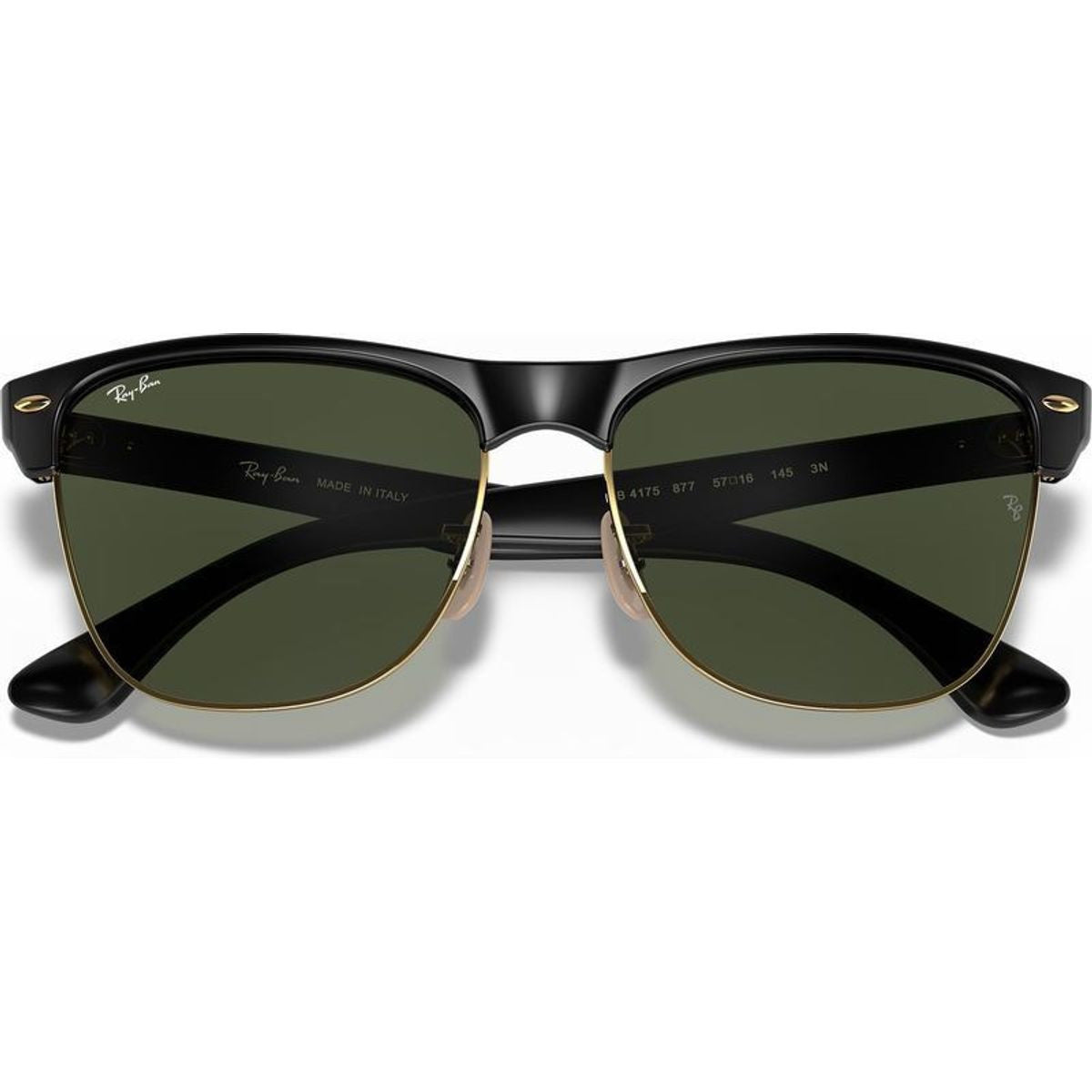 Clubmaster Oversized RB4175, Shiny Black/Green Glass Lenses