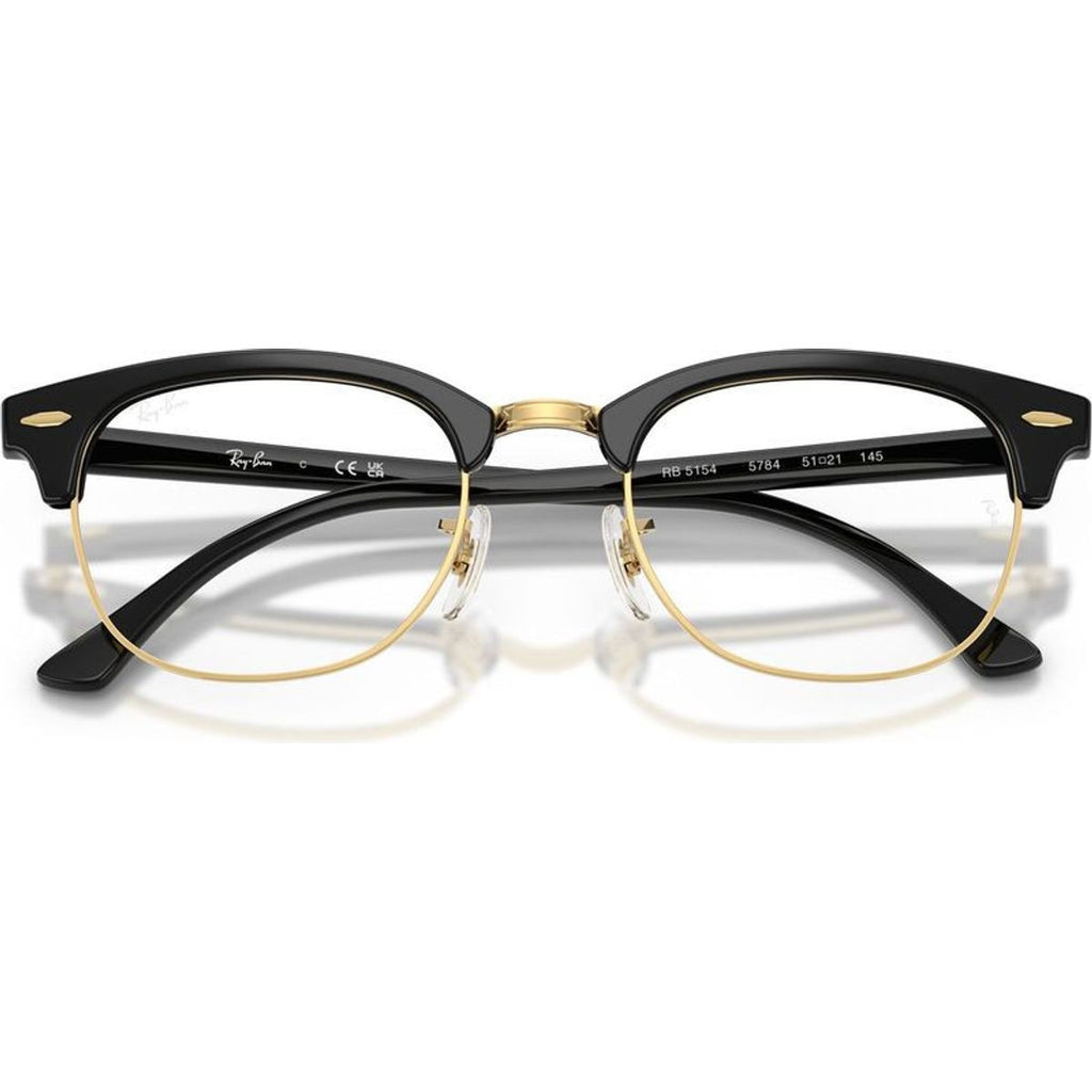 Clubmaster RX5154, Black and Gold/Clear Lenses