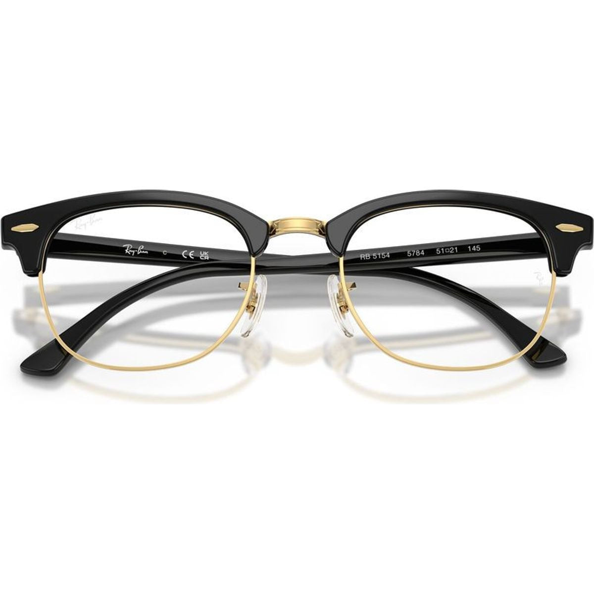 Clubmaster RX5154, Black and Gold/Clear Lenses