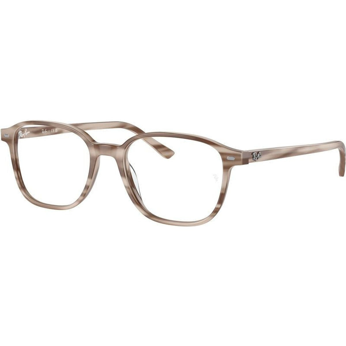 Leonard RX5393, Striped Beige/Clear Lenses 49 Eye Size