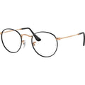 Round Metal RX3447V, Black on Rose Gold/Clear Lenses 50 Eye Size