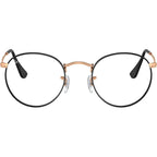 Round Metal RX3447V, Black on Rose Gold/Clear Lenses 50 Eye Size