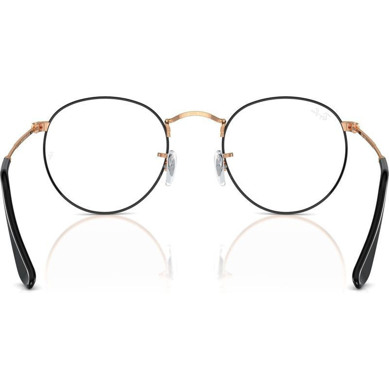 Round Metal RX3447V, Black on Rose Gold/Clear Lenses 50 Eye Size