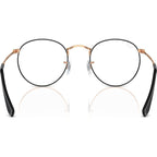 Round Metal RX3447V, Black on Rose Gold/Clear Lenses 53 Eye Size