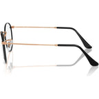 Round Metal RX3447V, Black on Rose Gold/Clear Lenses 53 Eye Size