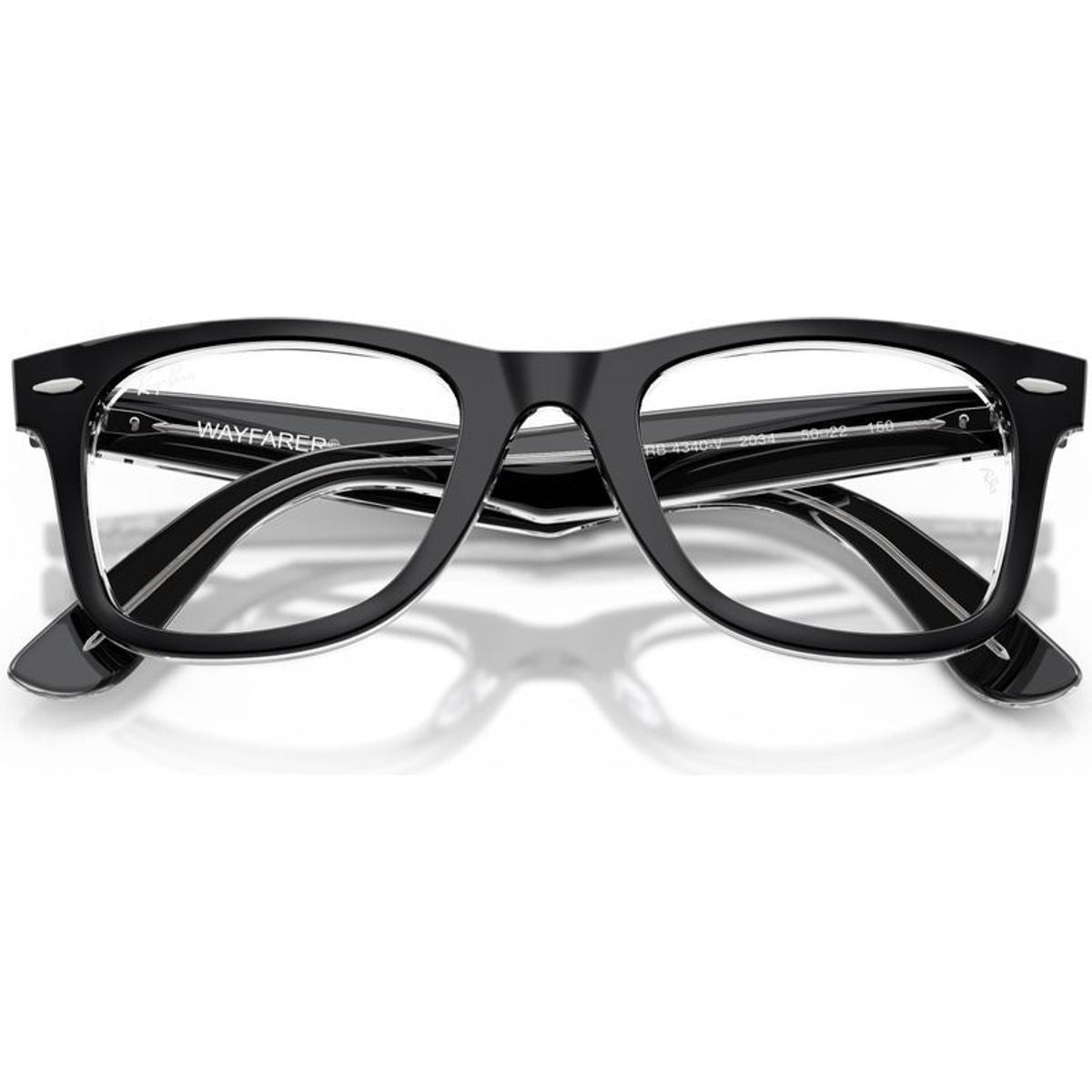 Wayfarer Ease RX4340V, Black on Transparent/Clear Lenses