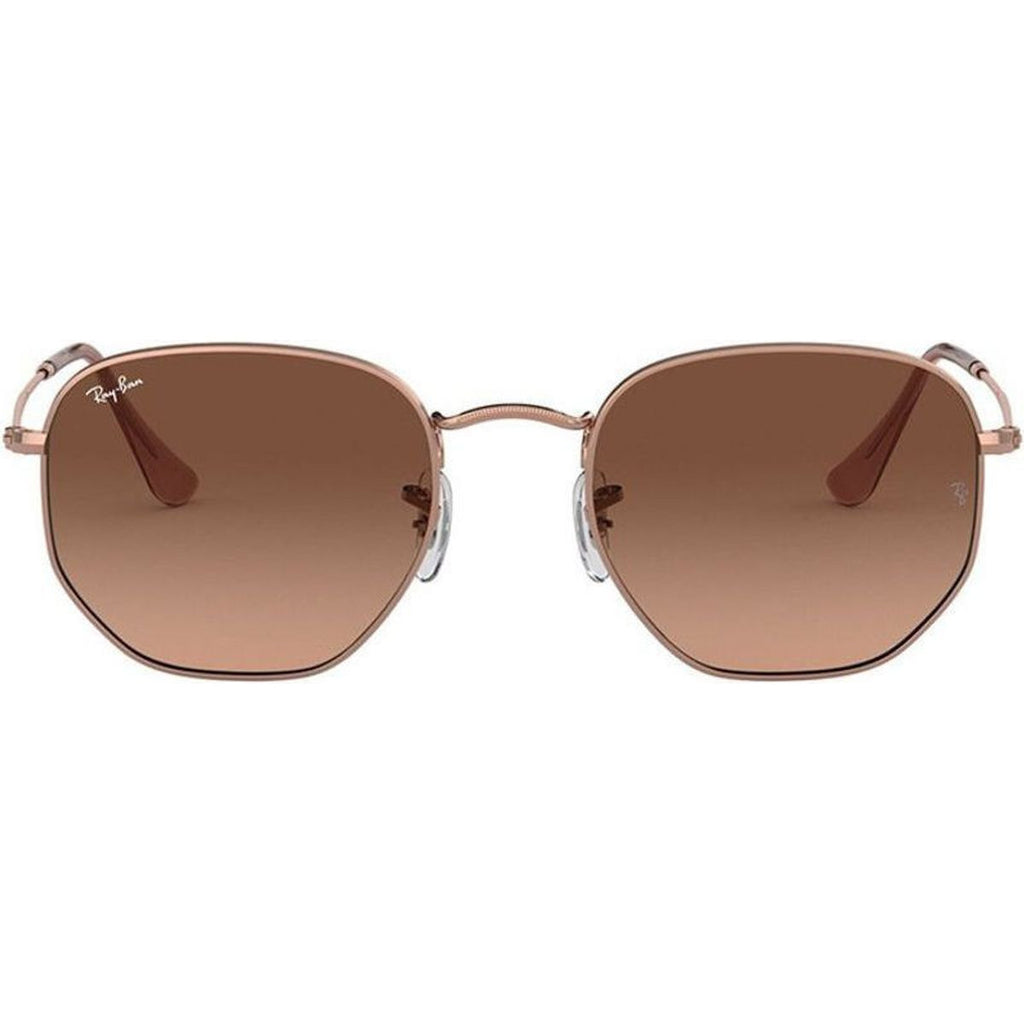Hexagonal Flat RB3548N, Copper/Brown Gradient Glass Lenses 51 Eye Size