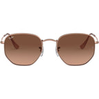Hexagonal Flat RB3548N, Copper/Brown Gradient Glass Lenses 51 Eye Size