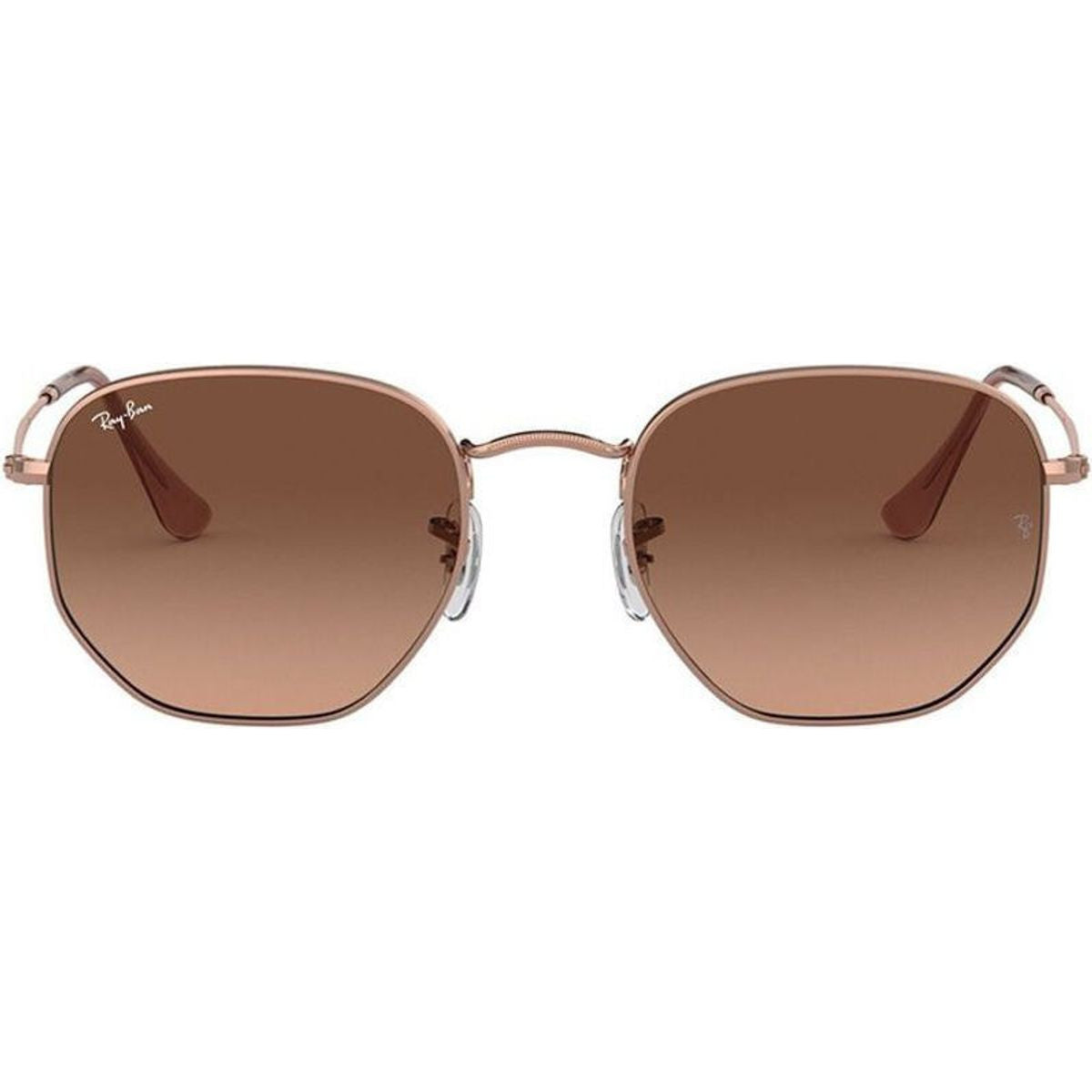 Hexagonal Flat RB3548N, Copper/Brown Gradient Glass Lenses 51 Eye Size