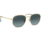 Hexagonal Flat RB3548N, Gold/Blue Gradient Glass Lenses 51 Eye Size